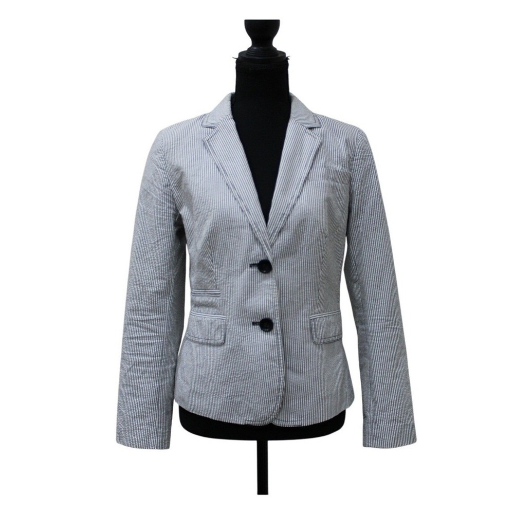 Banana Republic‎ Seersucker Striped Blazer Womens 6 Preppy Coastal Lightweight
